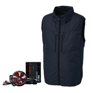 空調風神服　12V バッテリー　ファンユニット　ジャケットベストセット　熱中症 ファン付きベスト｜ハイバックファン・空調風神服フルセット・背中