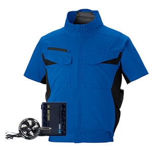 ファン付き作業着 半袖｜空調風神服セット・2026年最新モデル・30V
