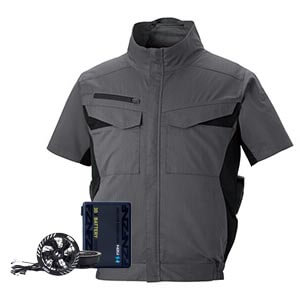 ファン付き作業着 半袖｜空調風神服セット・2026年最新モデル・30V