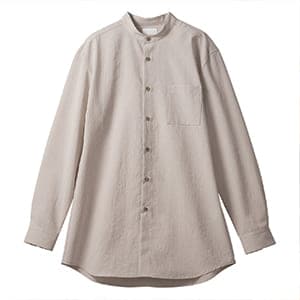 バンドカラーシャツ 長袖｜オニベジ・制菌素材・カフェ制服や物販