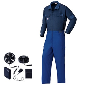 空調服つなぎ服－25Vバッテリーファンセット・ファン付き作業着「帯電