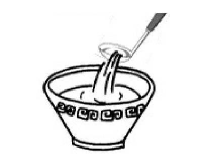 麺を入れる様子のイラスト