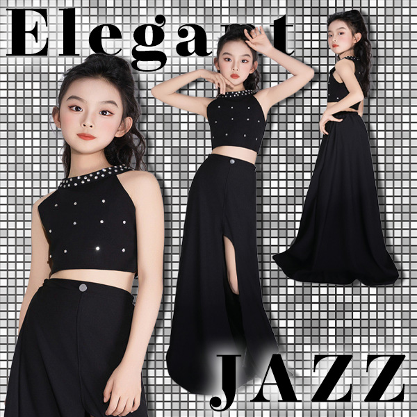 スカート衣装PICKUPITEMブラックJAZZタンクトップワンピーススカートセット