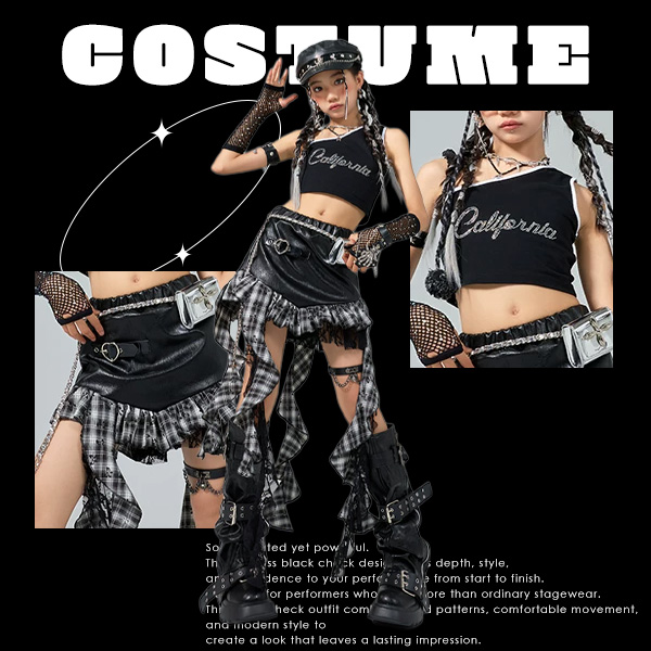 スカート衣装PICKUPITEMブラックチェックスカートセット