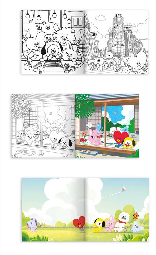 韓国書籍 かわいいbt21のイラスト80点とステッカーまで完璧 Bt21 カラーリングブック 2 大人のぬりえ 本 ドラマ小説 漫画 カラーリングブック 塗り絵 韓流ショップ
