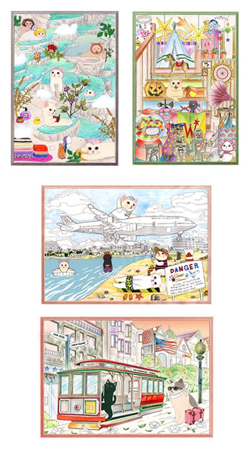 韓国書籍 猫のchoo Choo チューチュー と一緒にする美しい世界旅行 Colorful Jetoy 2 カラフル ジェトイ カラーリングブック 大人のぬりえ 本 ドラマ小説 漫画 カラーリングブック 韓流ショップ