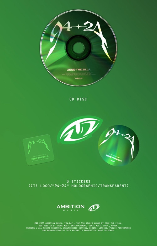 韓国音楽 ZENE THE ZILLA - 5種 「94-24」 初回限定サイン盤 (CD+