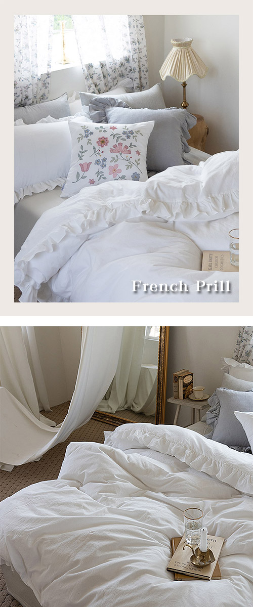 先払いのみ 韓国布団イブル Deco View French Prill Bedding デコビュー フレンチ フリル ウォッシング 掛け布団カバーセット 30番手 生活 インテリア雑貨 文具 布団イブル 韓流ショップ