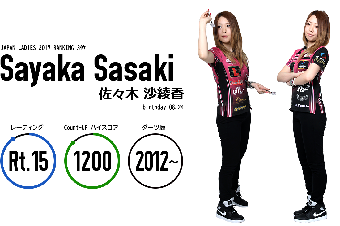 ダーツハイブオフィシャルプレイヤー佐々木 沙綾香 ささき さやか Darts Hive Official Player 18