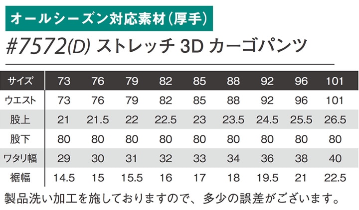 アイズフロンティア デニムカーゴパンツ ストレッチ 3D 7572D オール