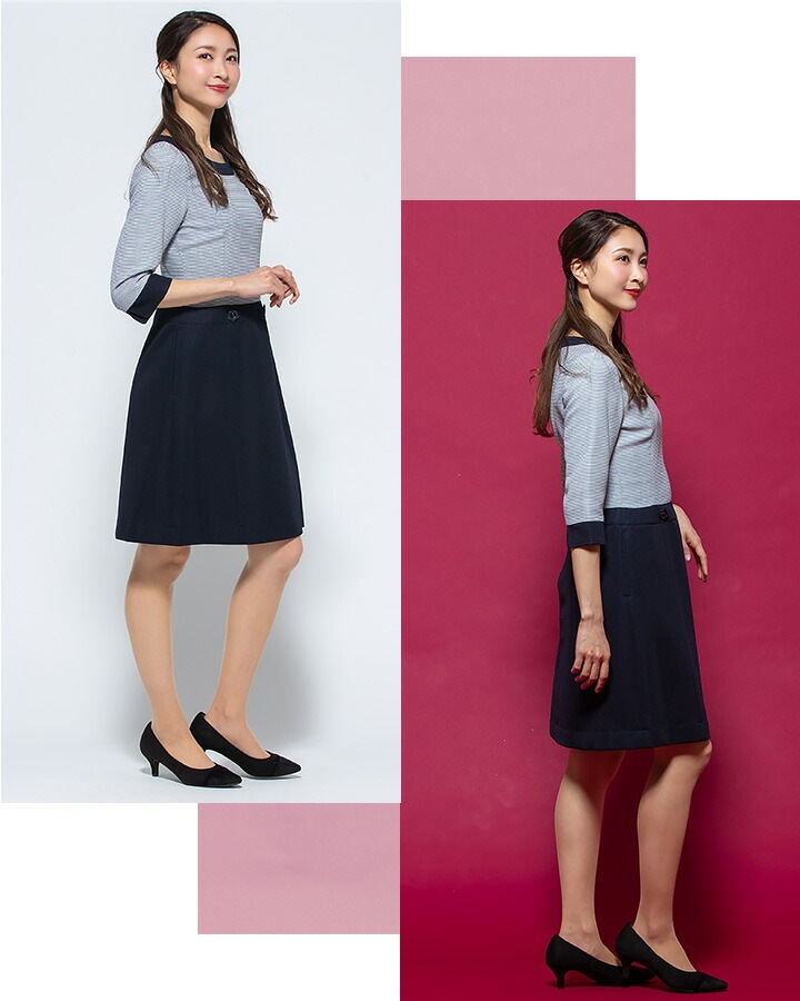 ワンピース 事務服 アンジョア enjoie 66410 受付 エステ服 制服