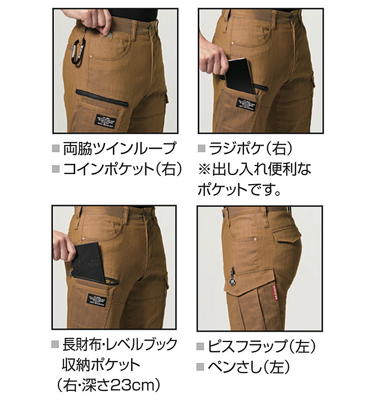 新春 服着たる、福来たる！服&雑貨セット バートル カーゴパンツ 1812 ストレッチ 制電 男女兼用 春夏 作業服