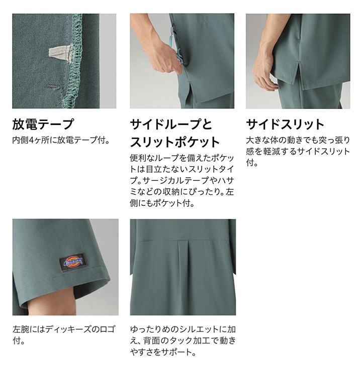 スクラブ ディッキーズ Dickies 7090SC 半袖 男女兼用 メンズ