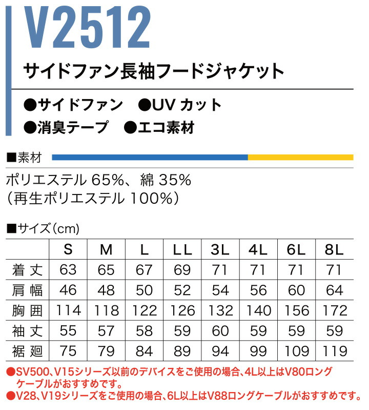 即日発送】空調服 サイドファン 長袖ブルゾン HOOH 2025年モデル V2512