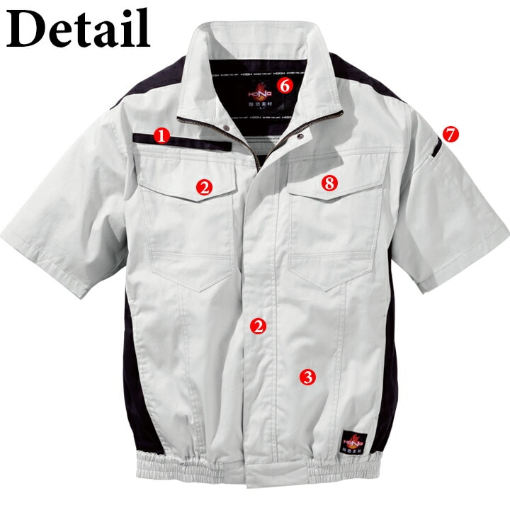 即日発送】HOOH 快適ウェア 難燃シリーズ 半袖ブルゾン V4277 バック