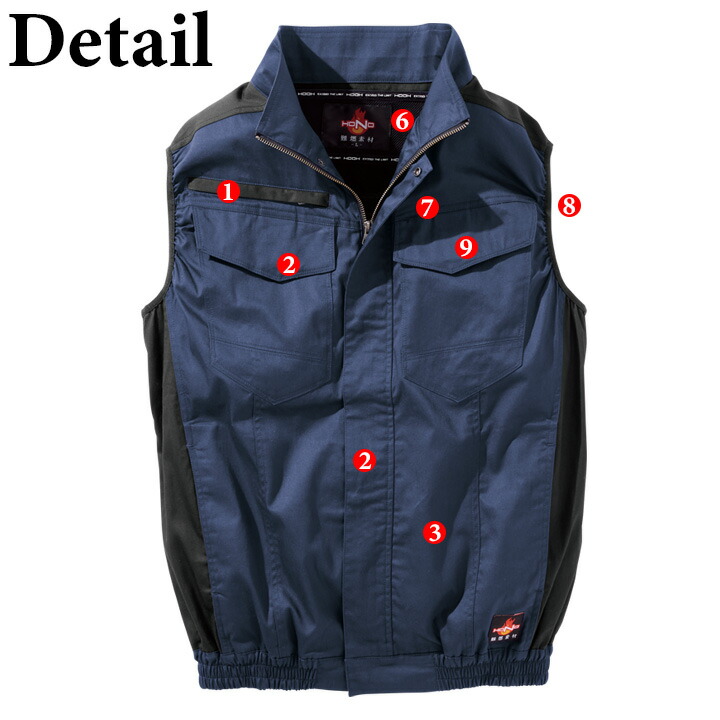 即日発送】HOOH 快適ウェア 難燃シリーズ ベスト V4299 バックファン