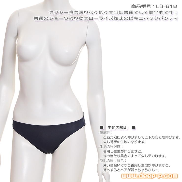 セクシー感低く本当に普通で完全的です 少しローライズビキニバックパンティー ストレッチ系T2S 黒色 ラポーム