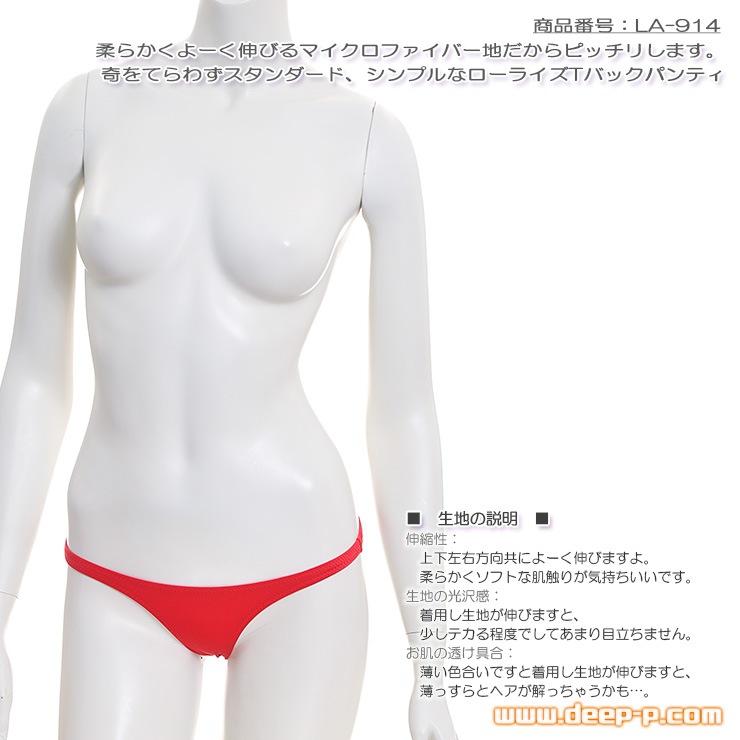 極普通な感じ 奇をてらわずスタンダード シンプルなローライズＴバックパンティ マイクロファイバー 赤色 ラポーム