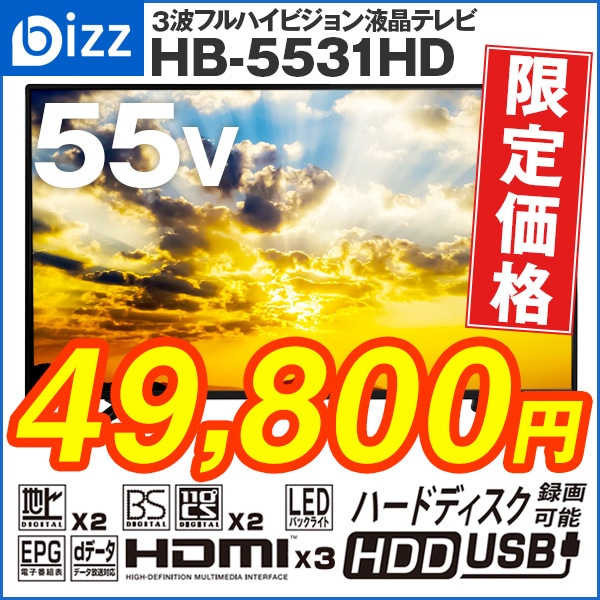 bizz 55インチ液晶テレビ 外付けHDD録画対応 HB-5531HD