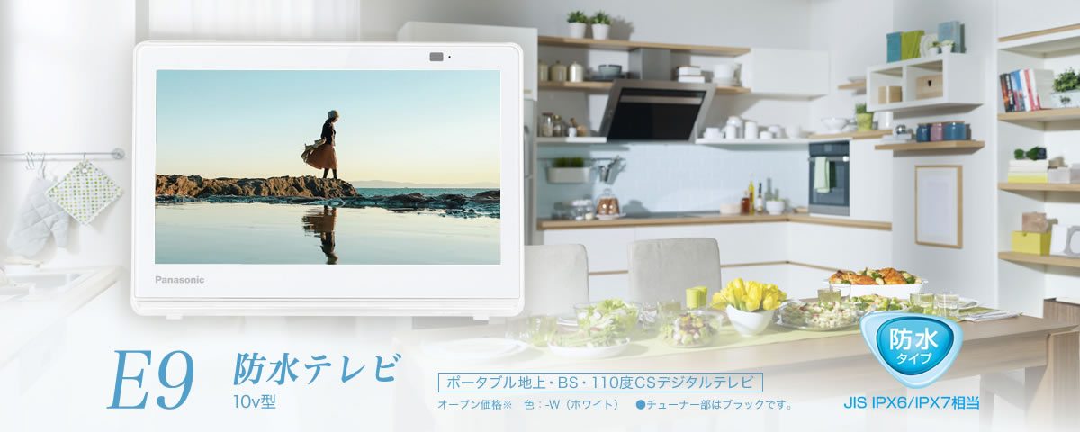 ポータブルテレビ 10V型 防水リモコン付 プライベートビエラ UN-10E9-W