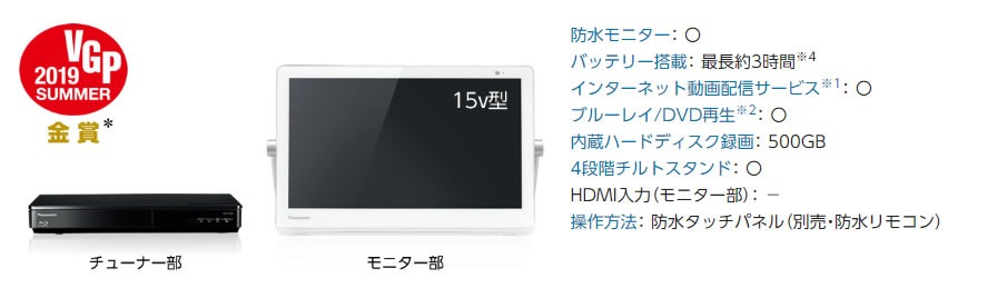 ポータブルテレビ 15v型 500gb Hdd レコーダー ブルーレイディスクプレーヤー内蔵 プライベートビエラ Un 15td9 W