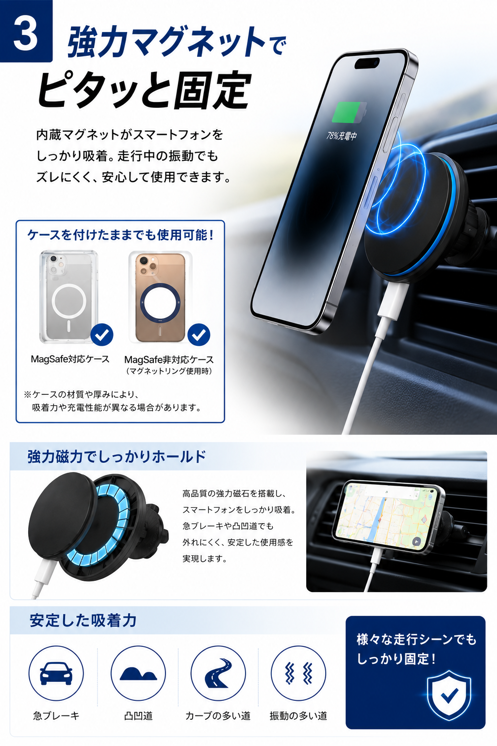 M6 強力マグネットでピタッと固定