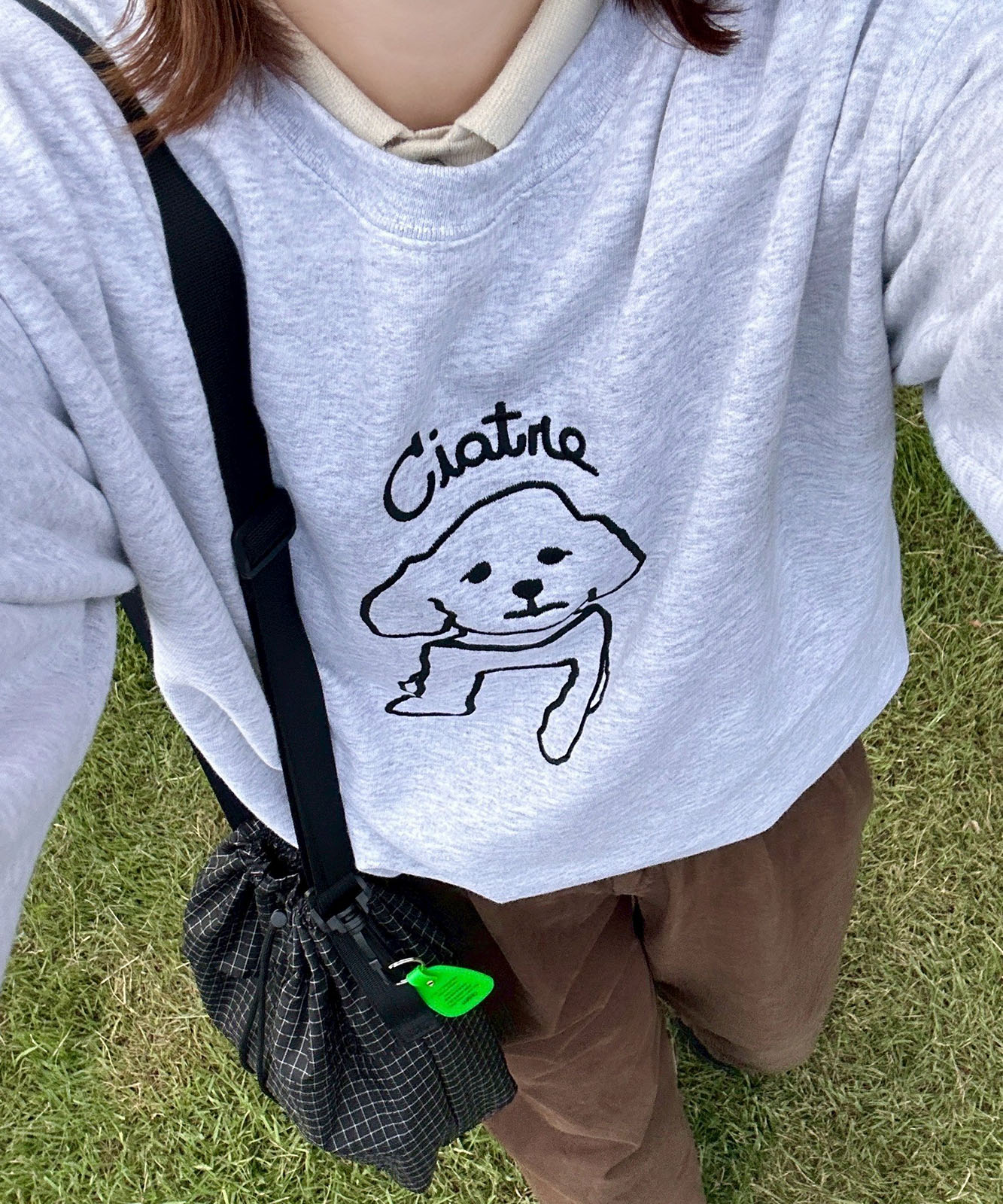 ブラックチェックショルダーバッグ画像