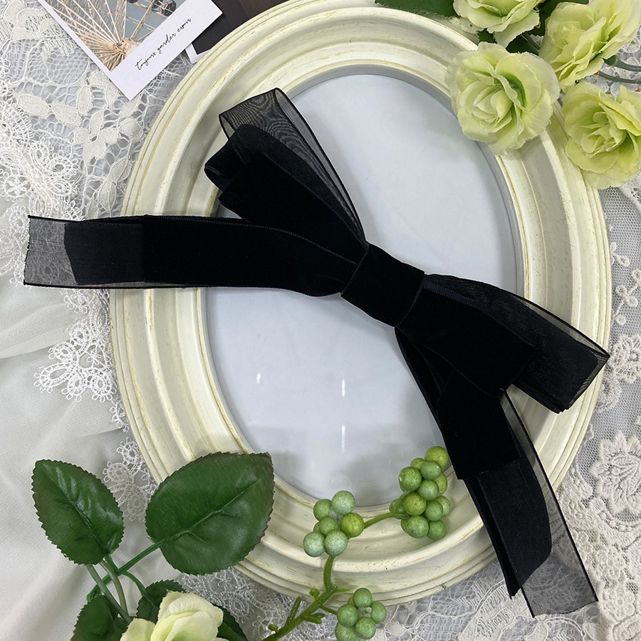 ベロアとオーガンジーのダブルリボンヘアクリップ har-010-0 | ヘア