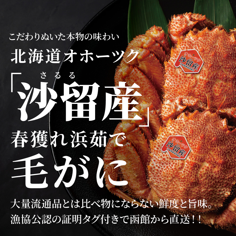 オホーツク海屈指の漁場 沙留産 春獲れ浜茹で毛がに