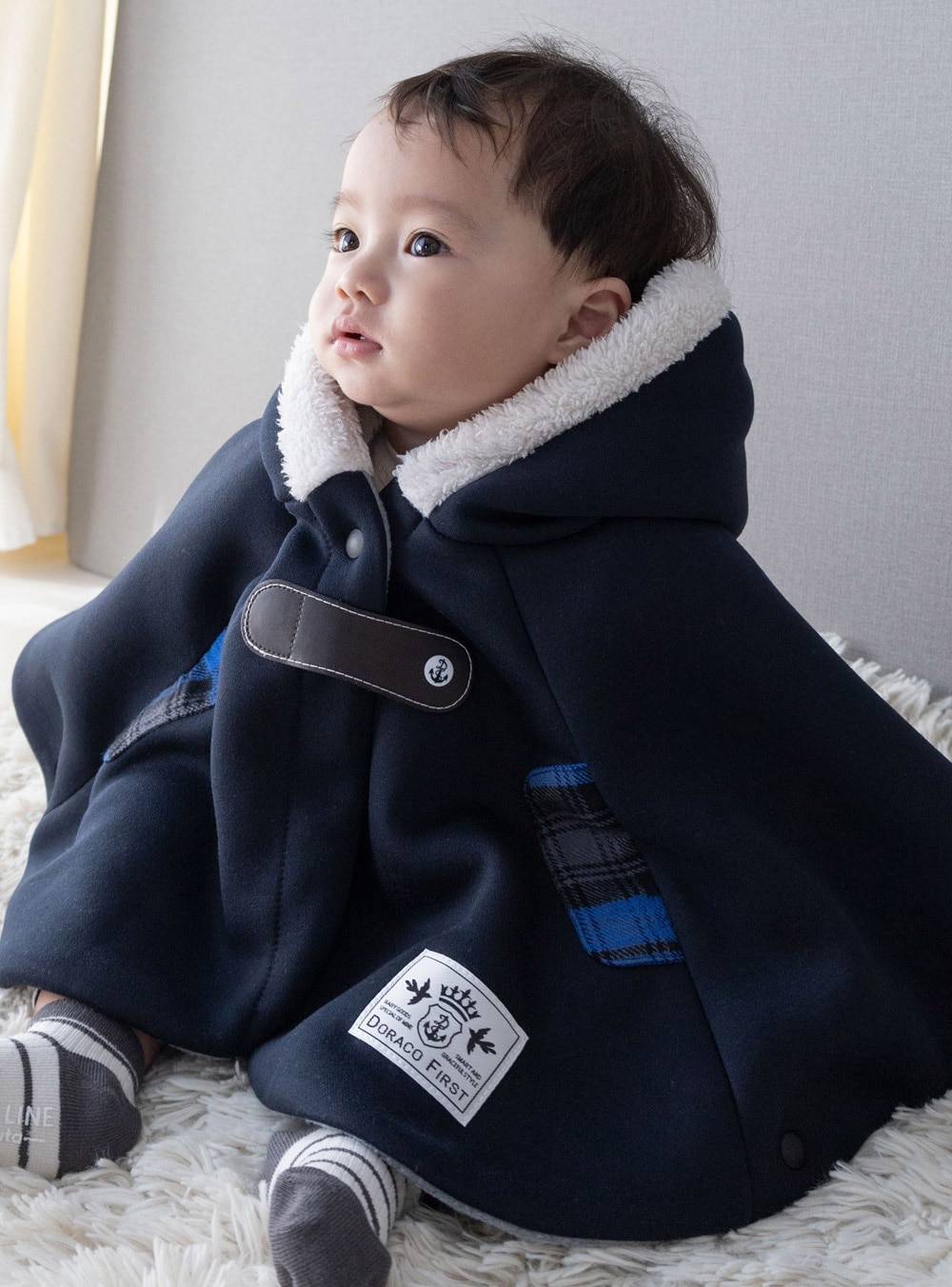 あったか ベビー ポンチョ お名前刺繍可能 日本製 / アウター コート