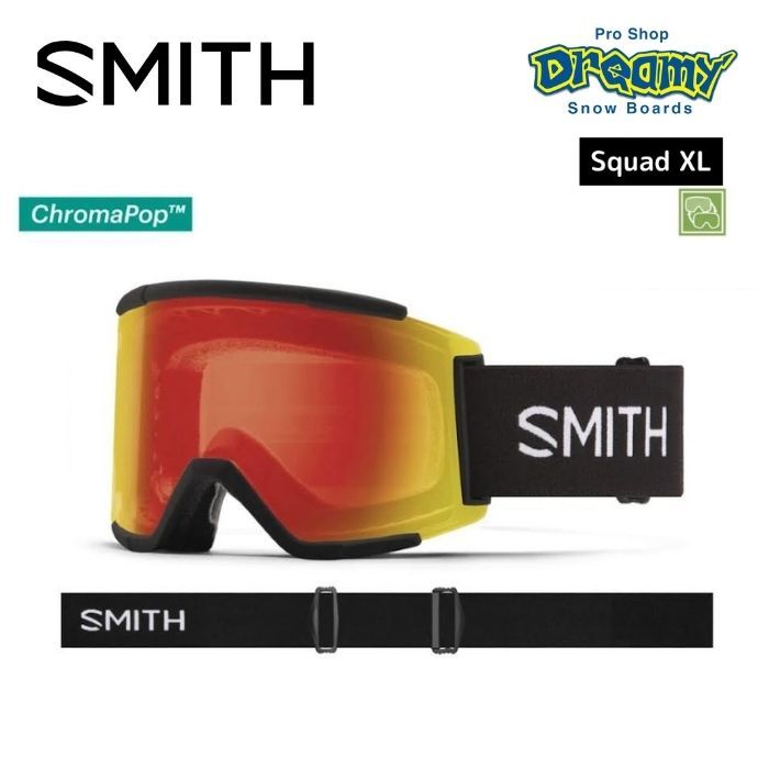 23-24 SMITH スミス SQUAD XL 010274120 BLACK クロマポップレンズ2枚付属 スノーゴーグル ラージフィット  正規品-スノーボード（キッズ）・サーフィンの専門店｜DREAMY