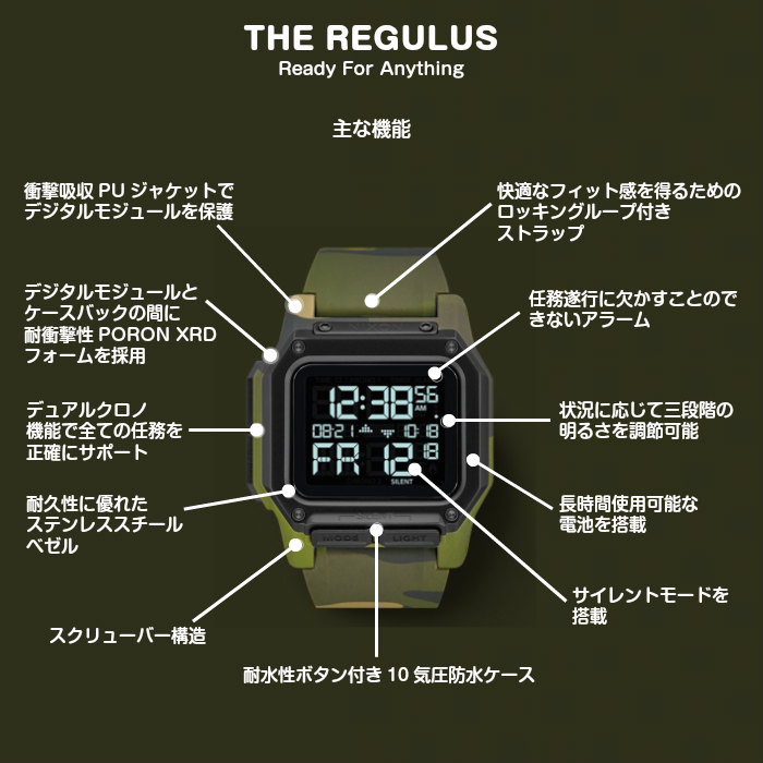 NIXON ニクソン Regulus レグルス A1180-867-00 Black/Positive 100M