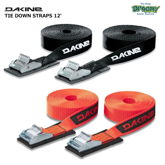 DAKINE ダカイン TIE DOWN STRAPS 12' BC237970 タイダウンストラップ 2本セット 366cm 25mm幅カムバックル  サーフボード BLK SUF 正規品 | すべての商品 | ドリーミー公式オンラインストア