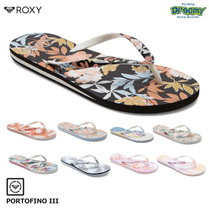 ROXY ロキシー PORTOFINO III ARJL100870 ビーチサンダル リサイクル素材 PVCフリー 柄入りストラップ トングサンダル  ビーサン ロゴピン 2022モデル 正規品-スノーボード（キッズ）・サーフィンの専門店｜DREAMY