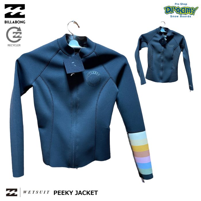 BILLABONG ビラボンPEEKY JACKET BC013880 ネオプレーンジャケット 2mm 長袖タッパー シーズン目安：7月-9月  フロントファスナー ウェットスーツ ロゴ 正規品-スノーボード（キッズ）・サーフィンの専門店｜DREAMY