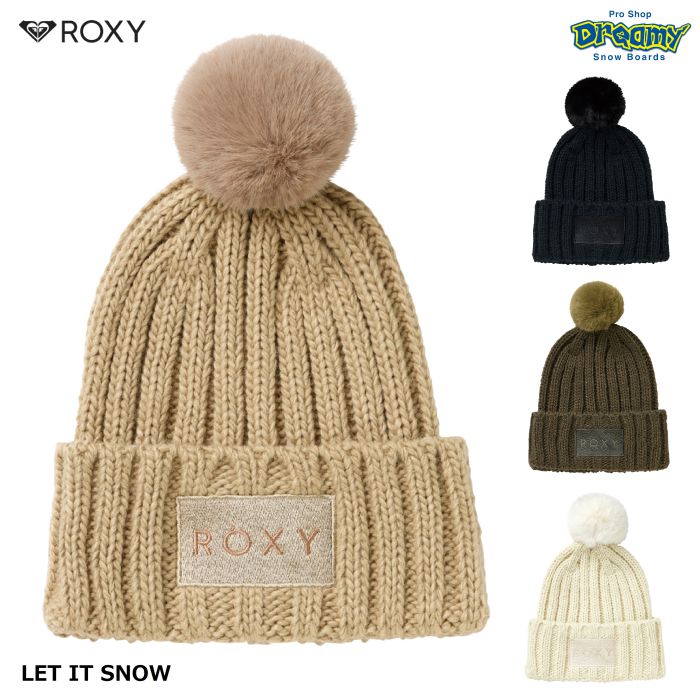 ROXY ロキシー LET IT SNOW RBE224314 ビーニー ポンポン付き シングル仕立て ワントーン アクリル素材 ニットキャップ  ニット帽 ロゴ 刺繍 2022モデル 正規品-スノーボード（キッズ）・サーフィンの専門店｜DREAMY