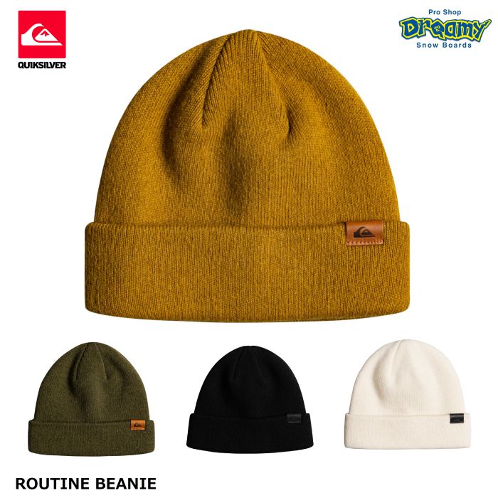 QUIKSILVER クイックシルバー ROUTINE BEANIE EQYHA03331 ビーニー 折り返し スノー キャップ アクリル素材  PUレザートリム ロゴ スノーボード 22-23 正規品-スノーボード（キッズ）・サーフィンの専門店｜DREAMY