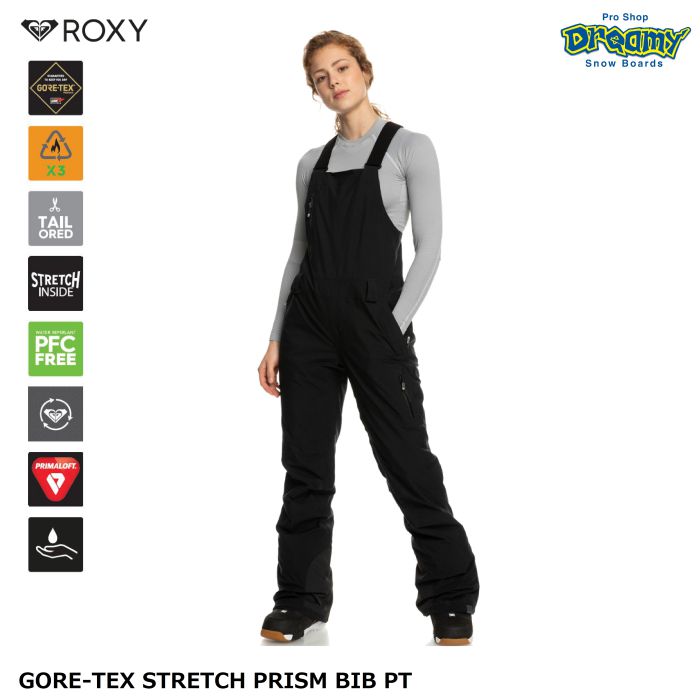 ROXY ロキシー GORE-TEX STRETCH PRISM BIB PT ERJTP03204 スノービブパンツ ゴアテックス  テイラードフィット ストレッチ 防水シームテープ加工 ロゴ 正規品-スノーボード（キッズ）・サーフィンの専門店｜DREAMY