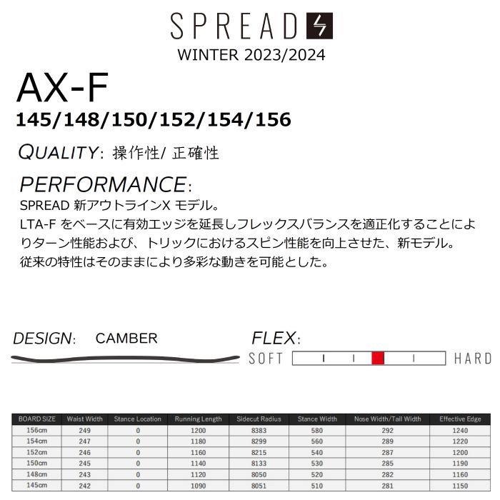 23-24 SPREAD スプレッド AX-F 145/148/150/152/154/156 キャンバー