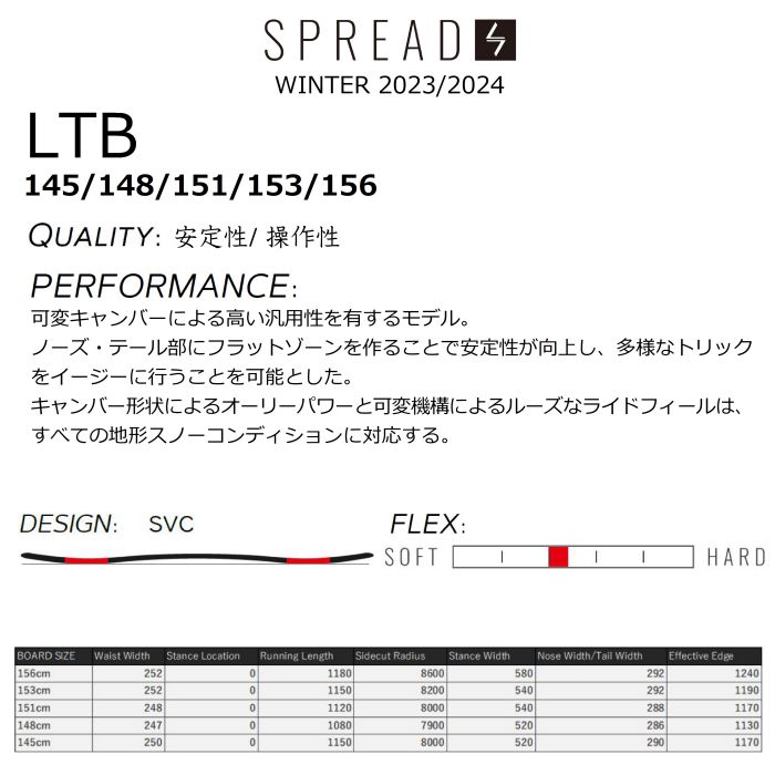 23-24 SPREAD スプレッド LTB 145/148/151/153/156 SVCモデル 可変 ...