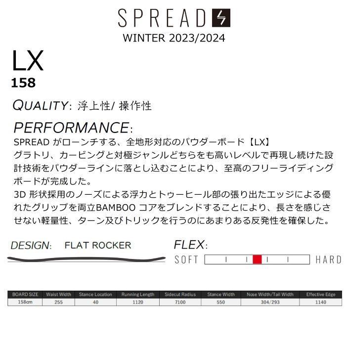 ★美品！ SPREAD LX 158cm スノーボード 2023年モデル 日本製