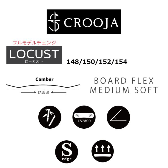 23-24 CROOJA クロージャ LOCUST ローカスト 148/150/152/154 キャンバー 江端翔兵 中川智貴 SNOWBOARD  スノーボード 板 グラウンドトリック グラトリ 正規品-スノーボード（キッズ）・サーフィンの専門店｜DREAMY