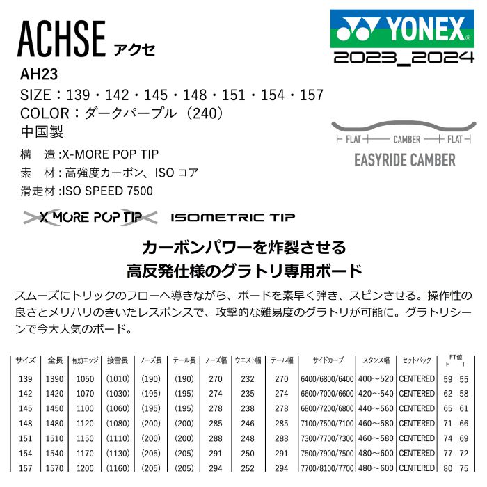 【45％off】23-24 YONEX ACHSE 157157cm
