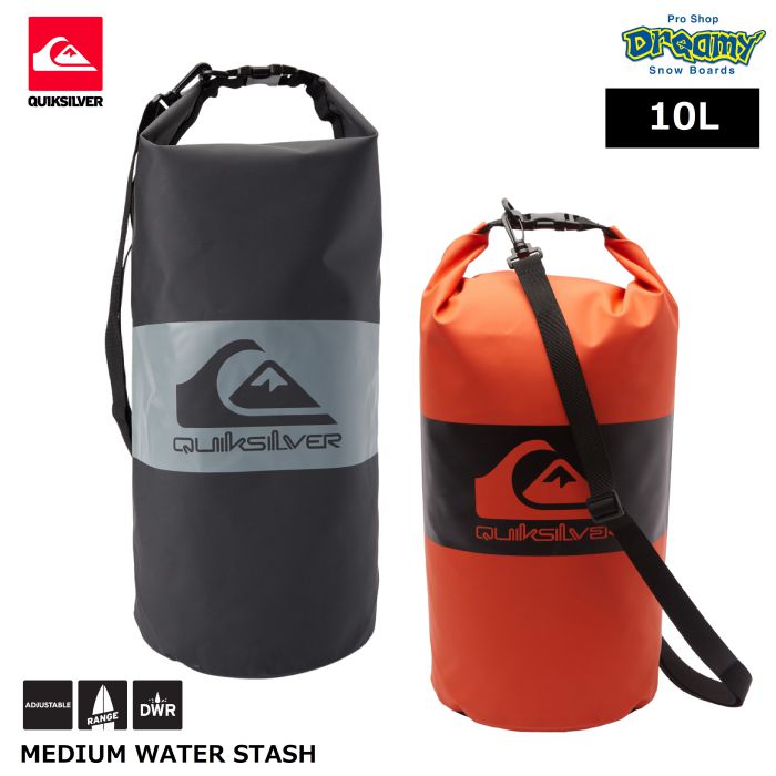 QUIKSILVER クイックシルバー MEDIUM WATER STASH AQYBA03020 サーフバッグ 10L 防水 ロールトップ  PVC加工 ターポリン サーフィン ウエットスーツ ロゴ 正規品-スノーボード（キッズ）・サーフィンの専門店｜DREAMY