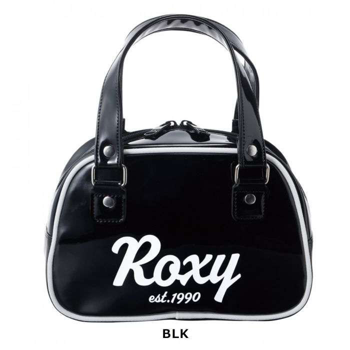 ROXY ロキシー PLAYFUL RBG231311 ボストンバッグ ミニサイズ エナメル地 内ポケット リバイバルデザイン ロゴ BLK WHT  2023 正規品-スノーボード（キッズ）・サーフィンの専門店｜DREAMY