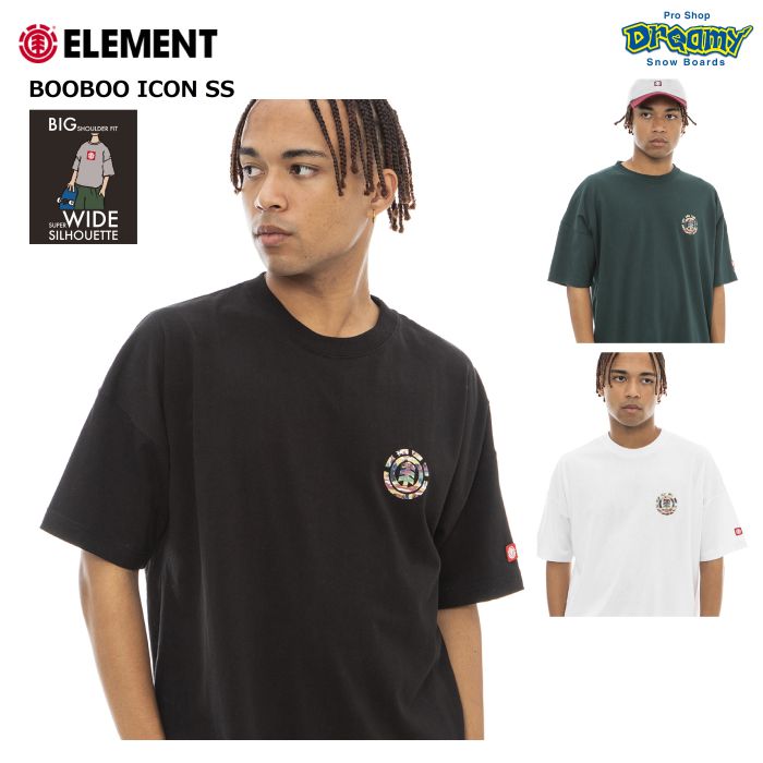 ELEMENT エレメント BOOBOO ICON SS BD021240 Tシャツ ビッグショルダーフィット ドロップショルダー  スーパーワイドシルエット バックプリント ロゴ 正規品-スノーボード（キッズ）・サーフィンの専門店｜DREAMY