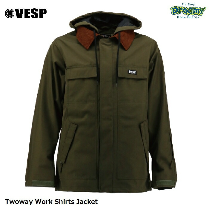 VESP べスプ Twoway Work Shirts Jacket VPMJ1043 ワークシャツジャケット 耐水圧10,000mm コーデュロイ襟  OL スノーボードウェア ジャケット 2024 正規品-スノーボード（キッズ）・サーフィンの専門店｜DREAMY