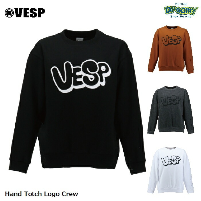 VESP べスプ Hand Totch Logo Crew VPMS1025 スウェット クルーネック アームポケット ロゴ プリント  ポリコットン素材 トレーナー スノーボードウェア 正規品-スノーボード・サップ・サーフィン・スケートボードの
