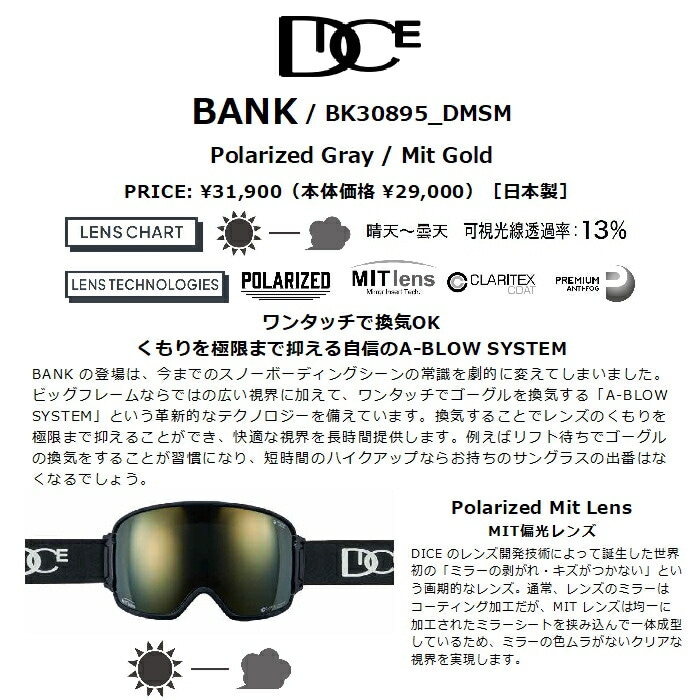 DICE ダイス BANK バンク BK30895_DMSM PolarizedGray/MitGold 偏光MIT
