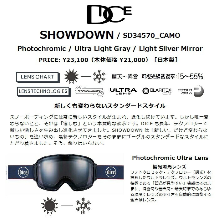 DICE ダイス SHOWDOWN ショーダウン SD34570_CAMO Photochromic